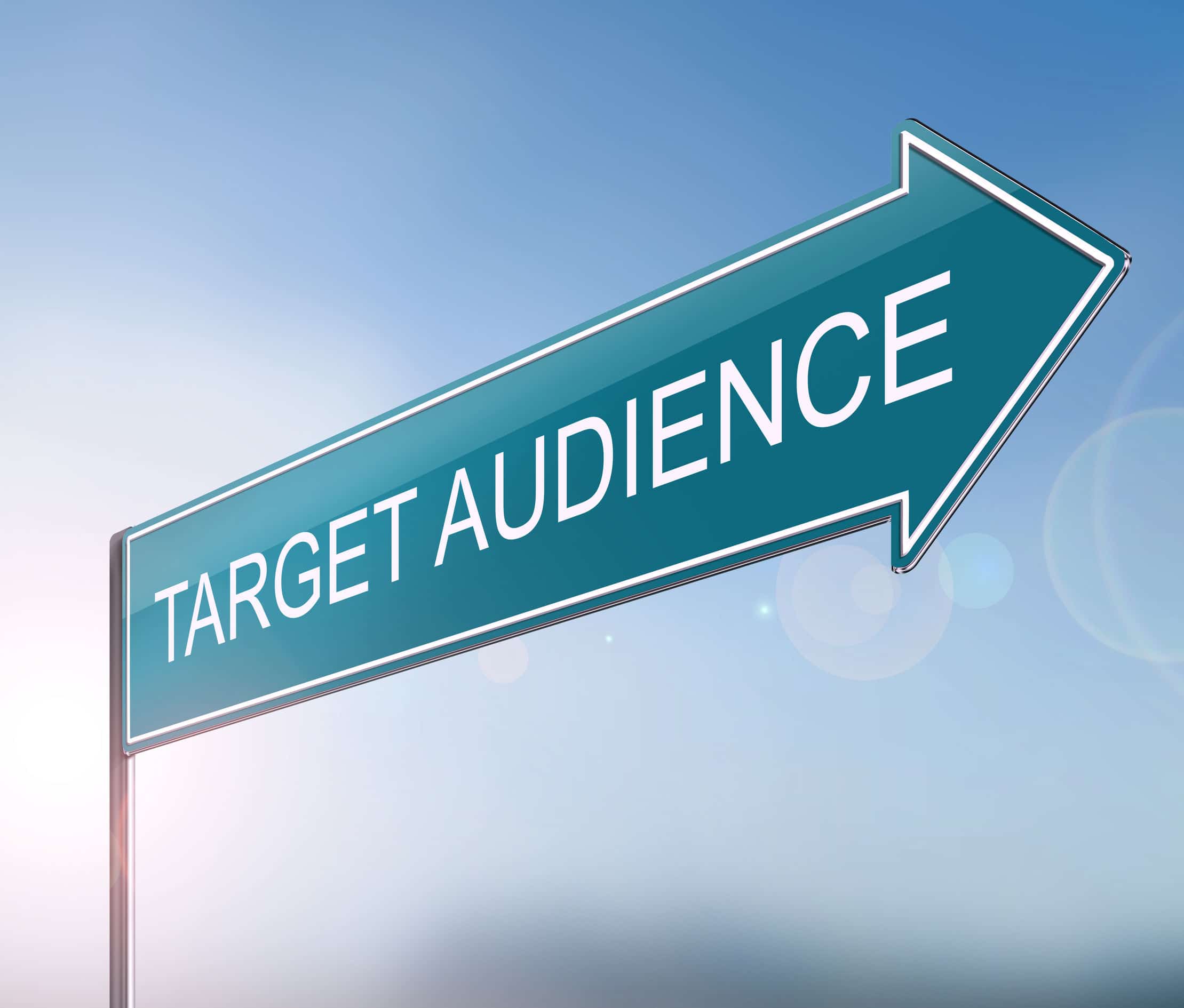 3d Illustration depicting a sign with a target audience concept.