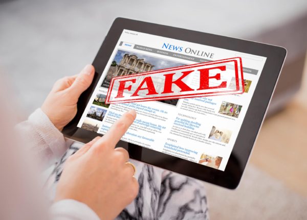 Tablet with fake news.
