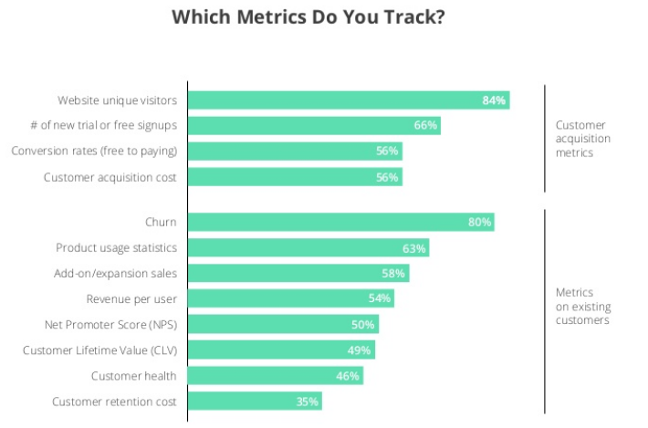 chart showing which saas metrics are most common.