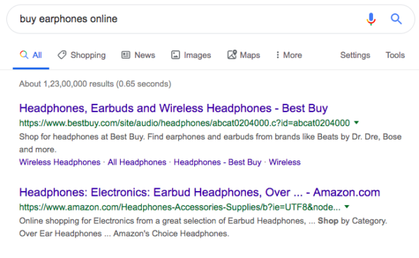 an example of keywords in title tags