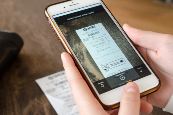 Using a phone to scan a receipt