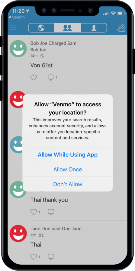 Venmo GPS tracking change iOS 13