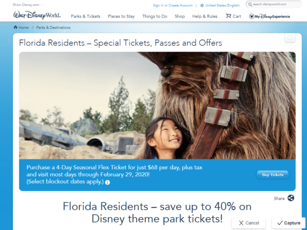 Walt Disney World special discounts