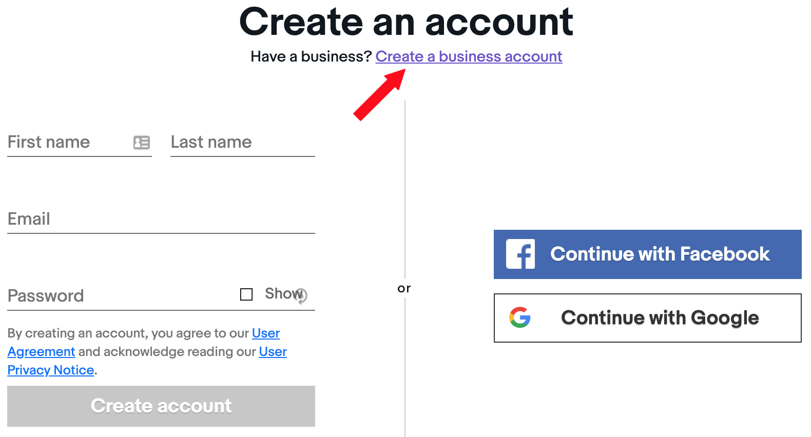 create ebay business account