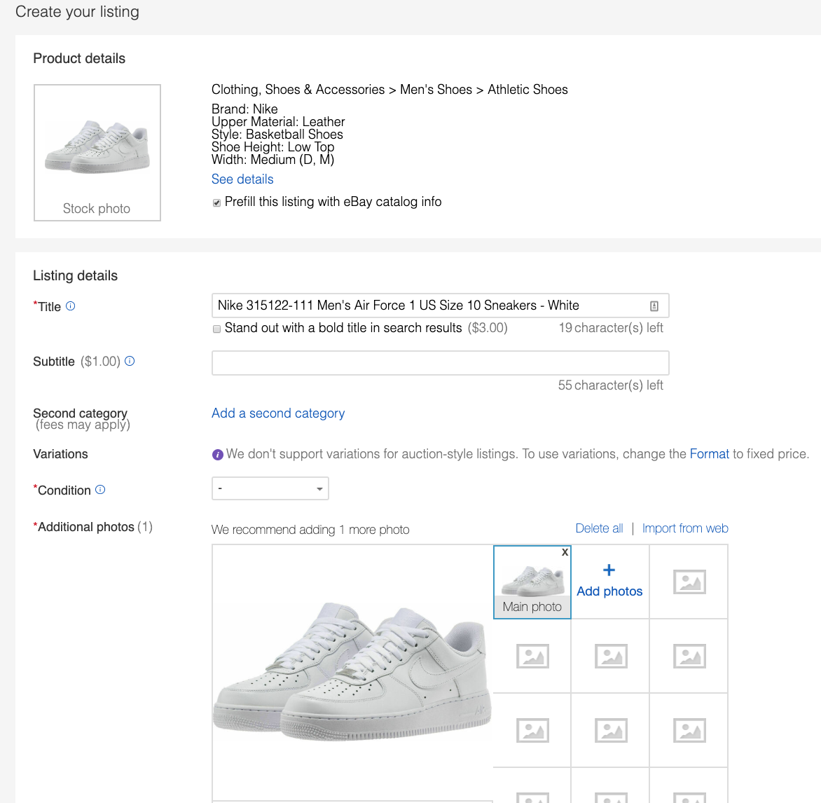 create ebay listing