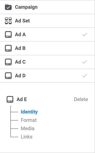 Facebook ad variants with split testing