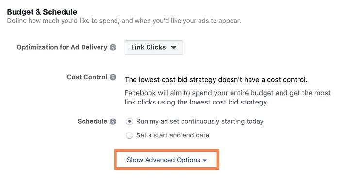Facebook ads budget schedule