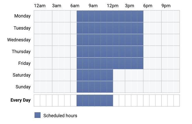 Facebook ads time selection for dayparting