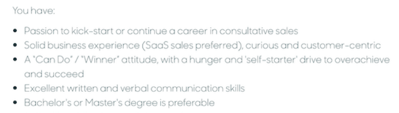 Sales development representative job description