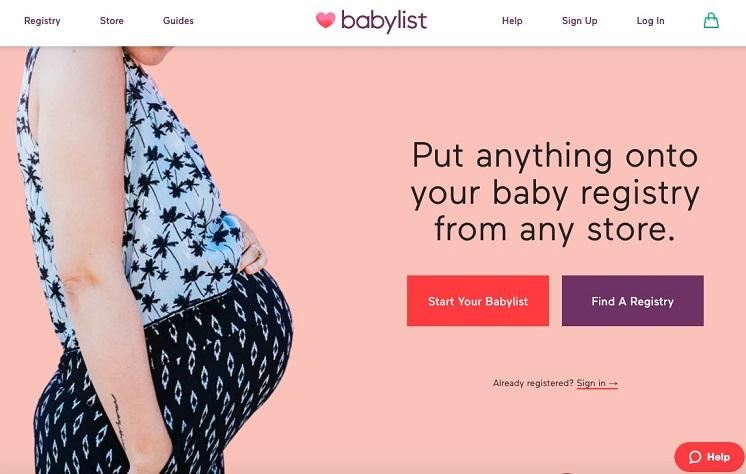Babylist startup landing page