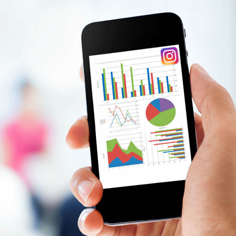 Image of mobile analytics with Instagram logo at the top