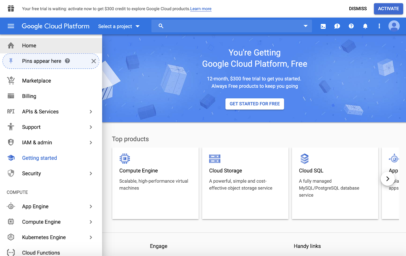 main screen of google bigquery.