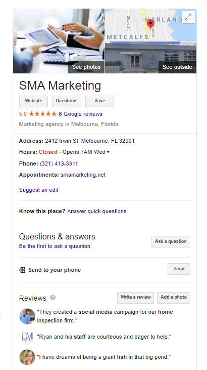 Google My Business Listing example