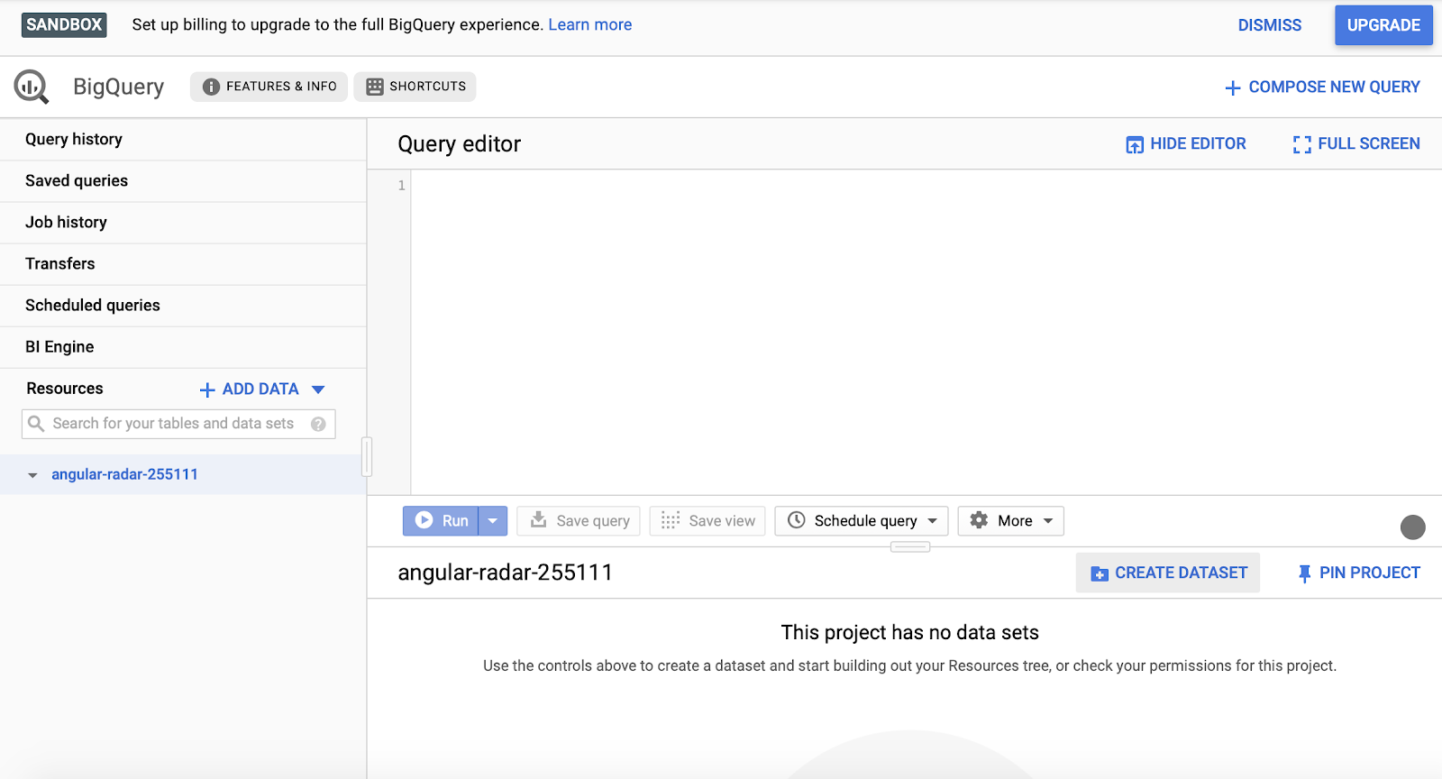 dataset creation in google bigquery.
