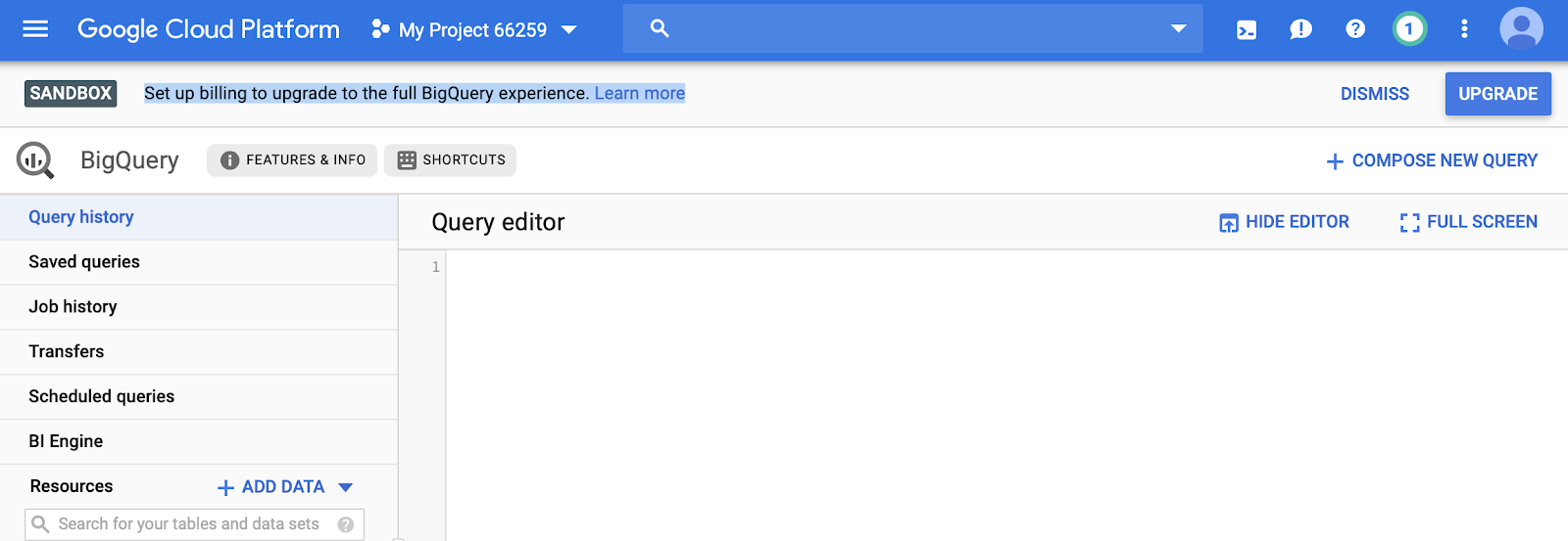 query editor in google bigquery.