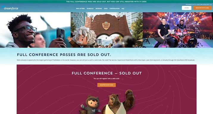 event landing page for Dreamforce