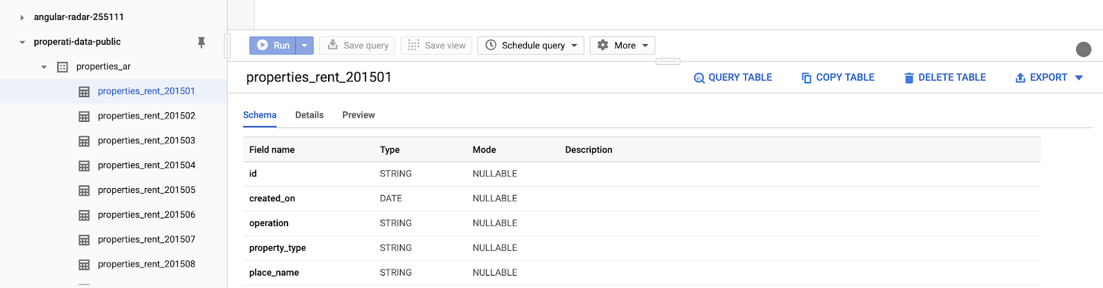 how to query, copy, delete, or export data from bigquery.