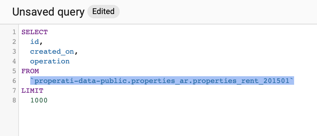 bigquery query.