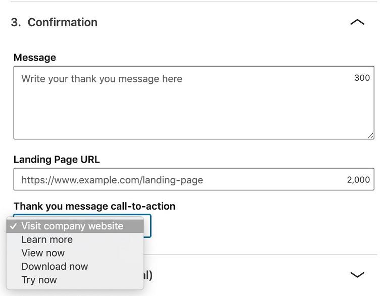LinkedIn lead generation form 