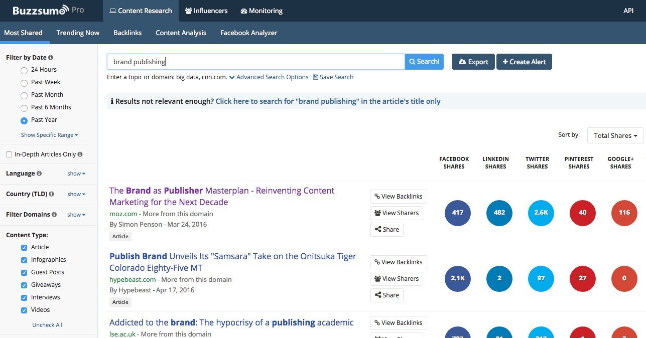 Find out popular content with BuzzSumo