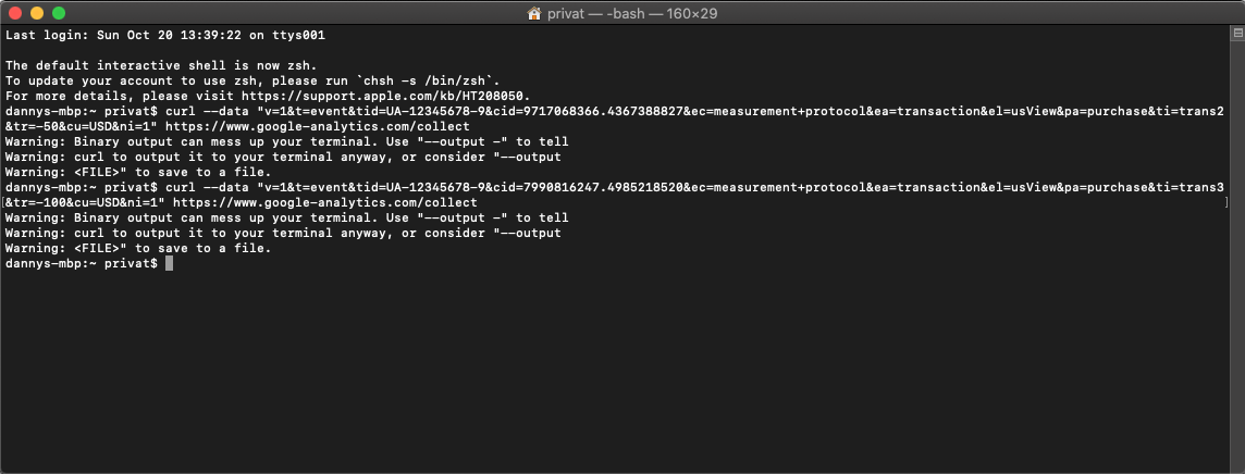using the bash terminal for measurement protocol.