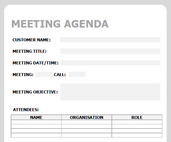 Meeting Agenda Template - Example 1