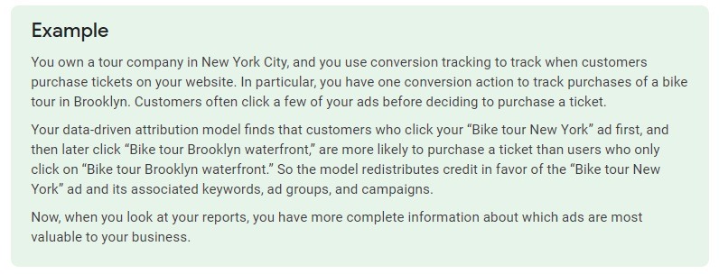 data-driven attribution modeling example google