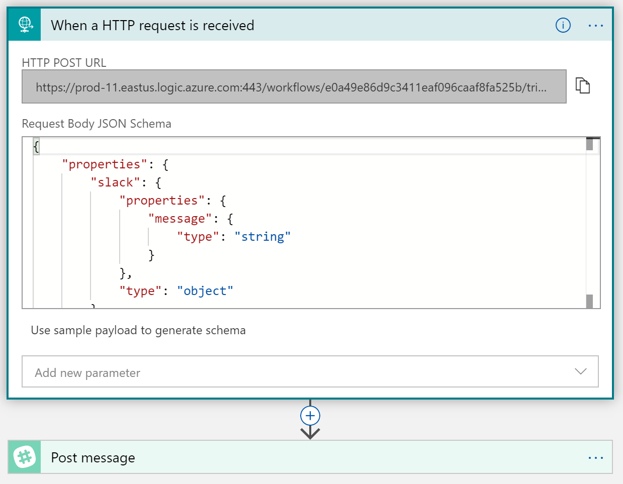 Requests get json. Azure Logic app. Visual create application workflow