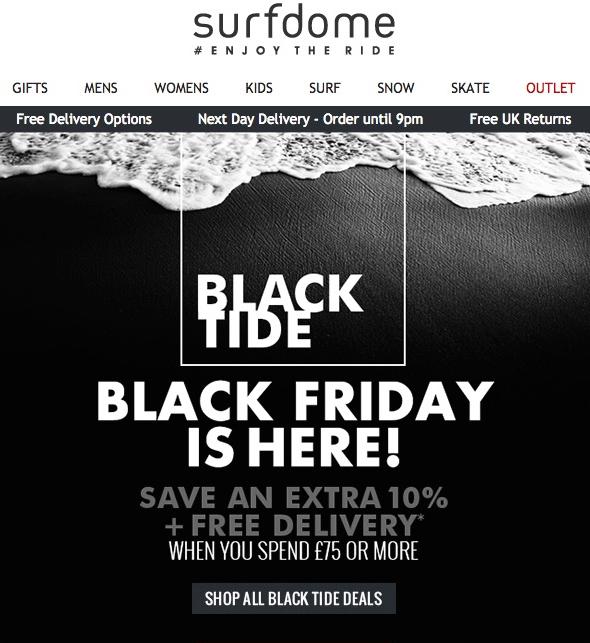 Black Friday emailer example surfdome