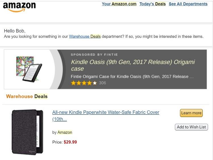 Amazon remarketing ads email