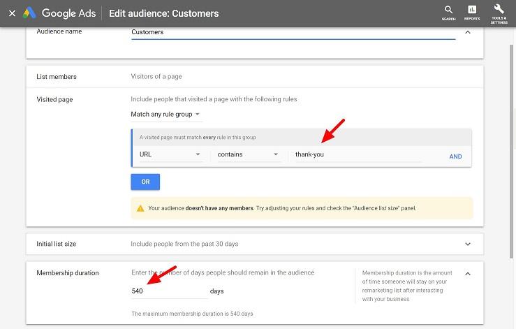 Google Ads targeting existing customers