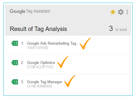 Google Tag Assistant screenshot