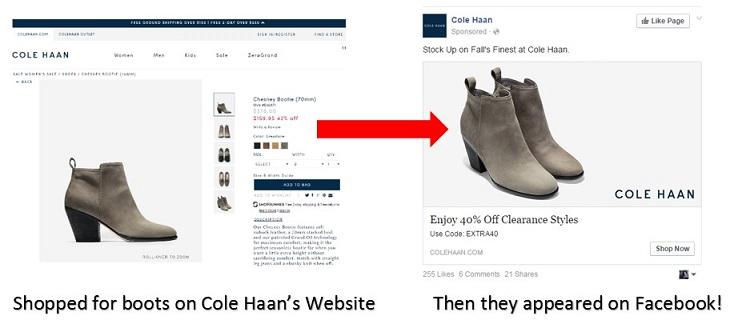 example of a personalized ad with Cole Haan boots