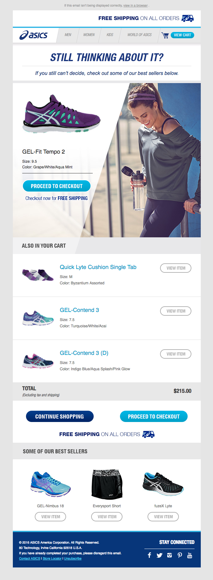 cross-selling in Asics email