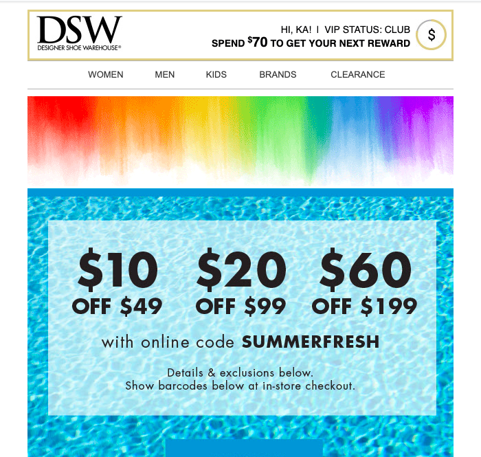 DSW email personalization