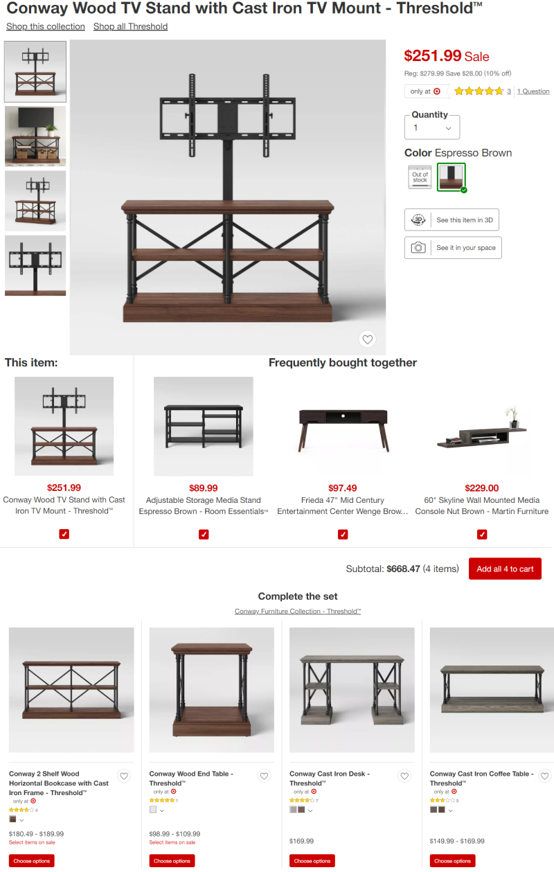 cross-selling on Target product page