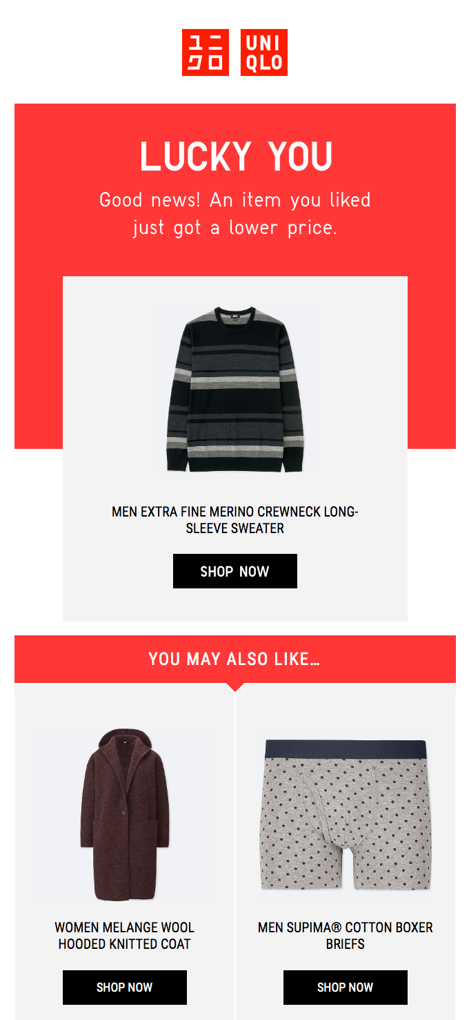 cross-selling in Uniqlo email