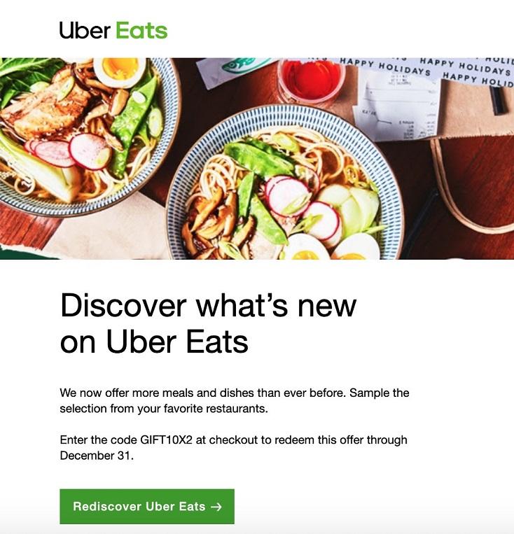 Uber Eats personalized email