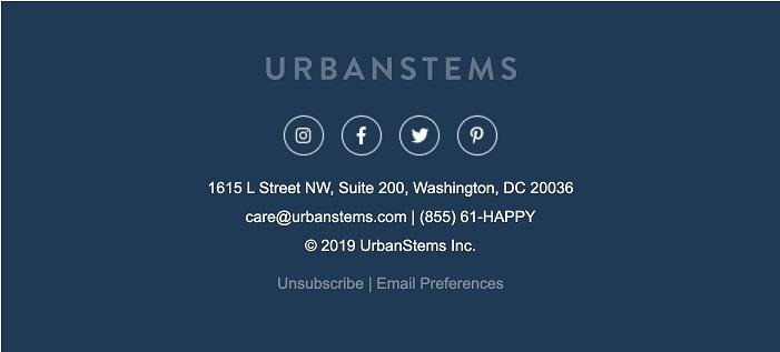 email marketing example from Urban Stems