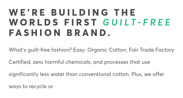 clothing brand Pacts statement about building a guilt-free fashion brand