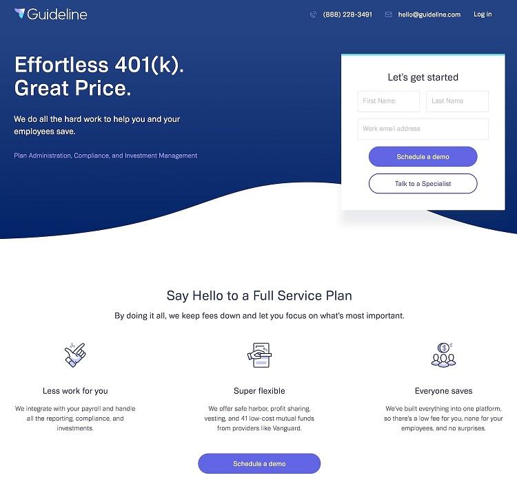 example landing page