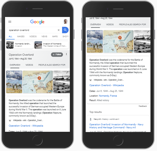 example of slight scrolling on mobile to show result thats not the featured snippet.