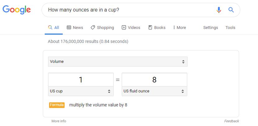 How many ounces are in a cup?