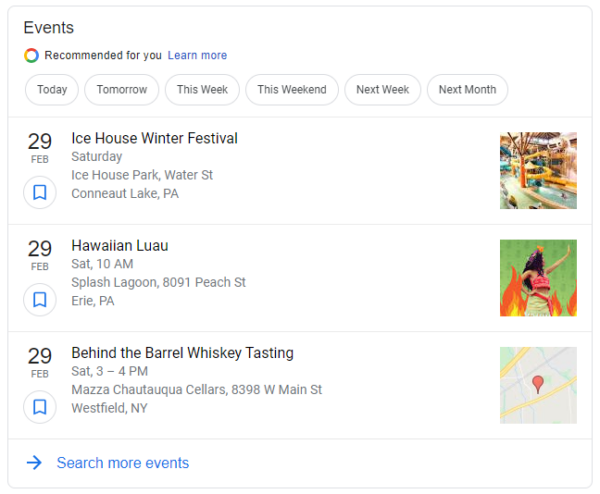 Events Featured Snippets