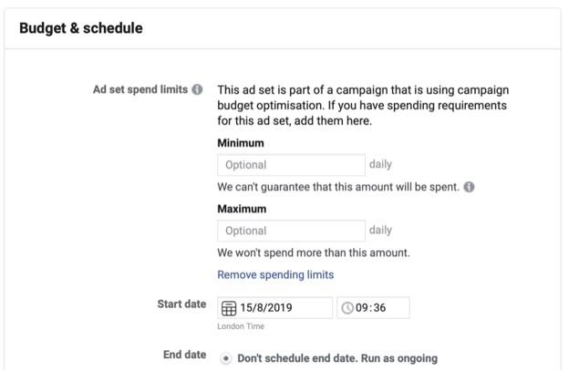 Facebook campaign budget optimization Budget & Scheduling options