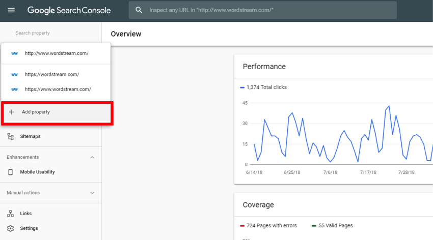 New Google Search Console Property