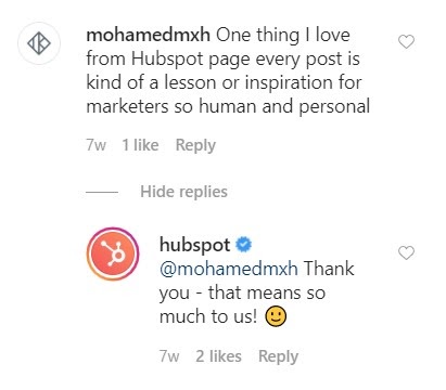 example of how showcasing positive testimonial inspired others to share their story on instagram.