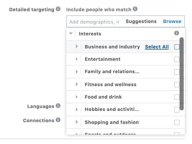 interests targeting in facebook advertising