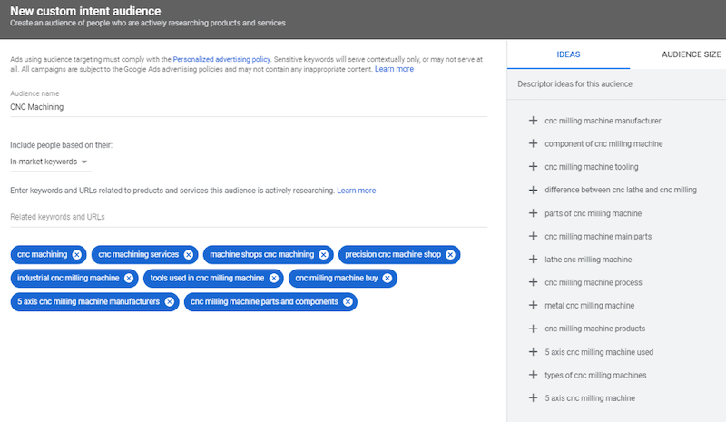 google display network mistakes custom intent audience