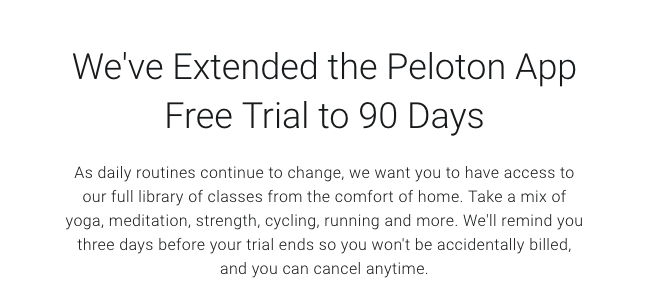 Peloton Free Trial Example